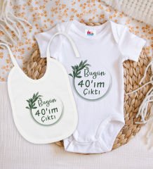 BK Kids 40'ım Çıktı Tasarımlı Beyaz Bebek Body Zıbın ve Mama Önlüğü Hediye Seti-1