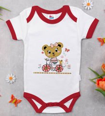 BK Kids Sevimli Ayı Tasarımlı Kırmızı Bebek Body Zıbın-2