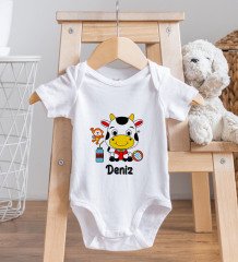 BK Kids Kişiye Özel İsimli Bebek Body Zıbın ve Mama Önlüğü Hediye Seti - Model 34