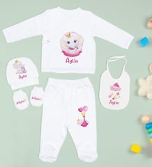 BK Kids Kişiye Özel 9 Parça Beyaz Hastane Çıkışı ve Battaniye Hediye Seti, Yeni Doğan Bebek Giyim Hediyesi-8