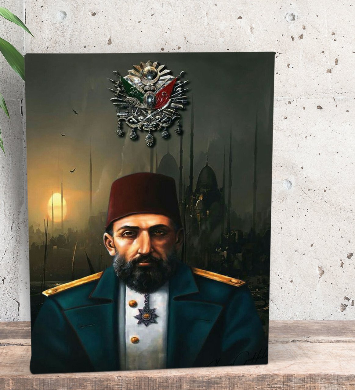 BK Gift Sultan II Abdülhamid Han Tasarımlı Dekoratif Mini Kanvas Tablo 15x20cm-3