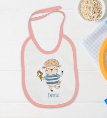 BK Kids Kişiye Özel İsimli Pembe Bebek Body Zıbın ve Mama Önlüğü Hediye Seti-22