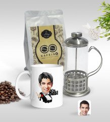 Kişiye Özel Godfather Baba Karikatürlü Kupa & French Press & 250gr Filtre Kahve Hediye Seti-2