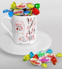 Kişiye Özel Öğretmenler Günümüz Kutlu Olsun Türk Kahvesi Fincanı ve Haribo Şeker Hediye Seti-2
