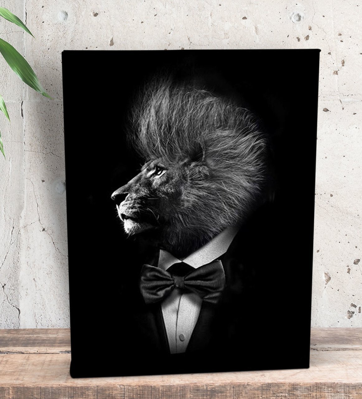 BK Gift Nordic Gentle Lion Tasarımlı Dekoratif Mini Kanvas Tablo 15x20cm-1