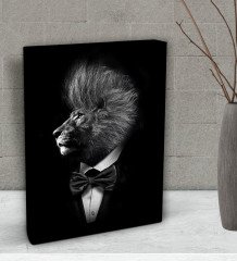 BK Gift Nordic Gentle Lion Tasarımlı Dekoratif Mini Kanvas Tablo 15x20cm-1