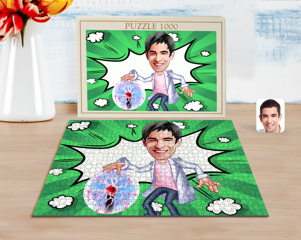 Kişiye Özel Erkek Elektrik Mühendisi Karikatürlü 1000 Parça Profesyonel Puzzle-1