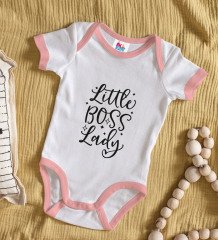 BK Kids Little Boss Lady Tasarımlı Pembe Bebek Body Zıbın-1