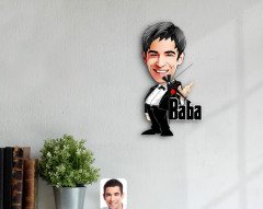 Kişiye Özel Godfather Baba Karikatürlü Ahşap Duvar Saati-1