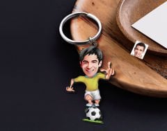 BK Gift Kişiye Özel Futbolcu Karikatürlü Ahşap Anahtarlık-10 Sevgiliye Hediye, Arkadaşa Hediye, Doğum Günü Hediyesi