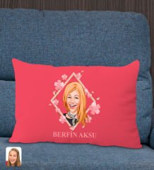 BK Gift Kişiye Özel Anneler Günü Karikatürlü Premium Kumaş Kırmızı Dikdörtgen Kırlent Yastık, Anneler Günü Hediyesi, Ev Dekorasyonu-4