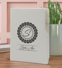 BK Gift Kişiye Özel İsimli Beyaz Termo Deri Not Defteri 15x21cm-2