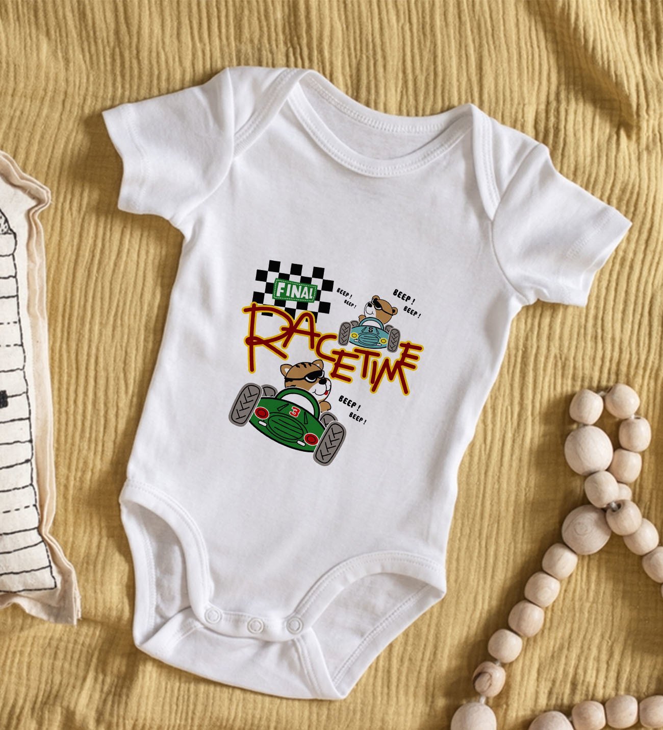 BK Kids Race Time Tasarımlı Bebek Body Zıbın - Model 1