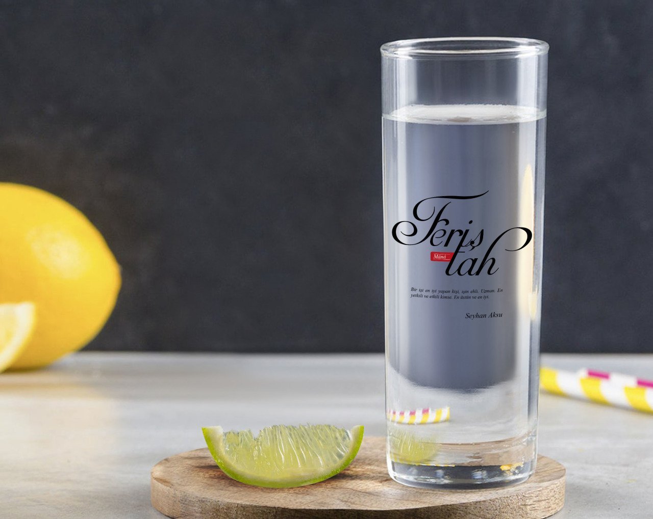 Kişiye Özel Renkli Baskılı Mânâ Feriştah Tasarımlı Vodka Bardağı-1