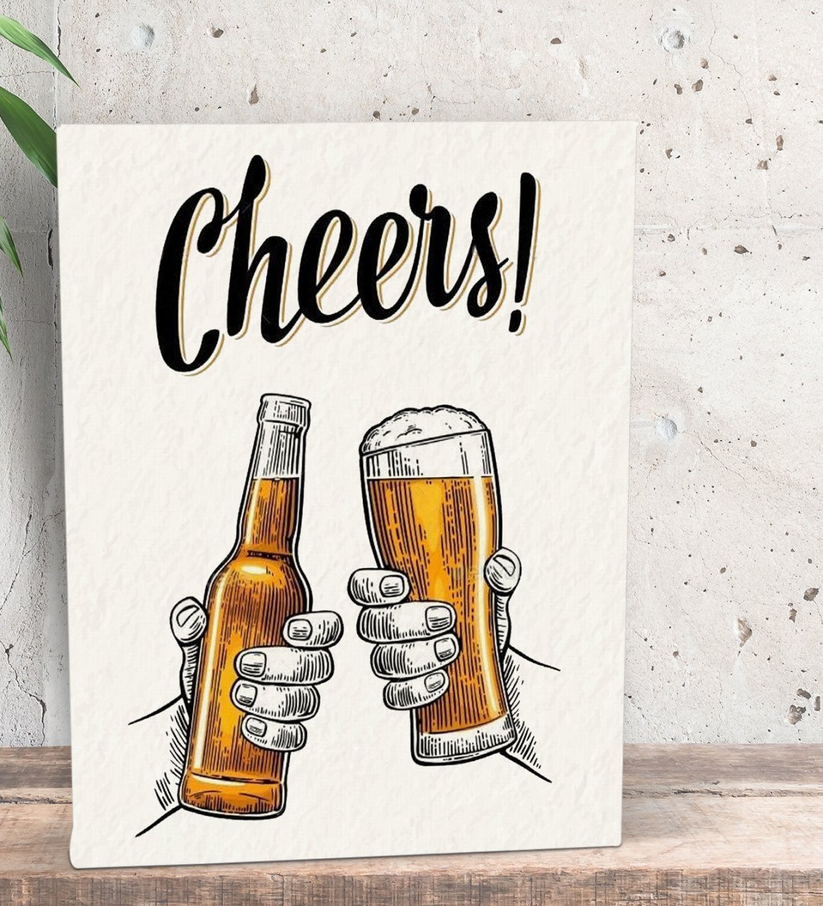 BK Gift Cheers Tasarımlı Dekoratif Mini Kanvas Tablo 15x20cm-1