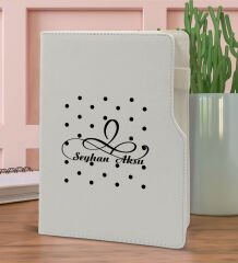 BK Gift Kişiye Özel İsimli Beyaz Termo Deri Not Defteri 15x21cm-4