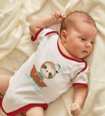 BK Kids Sevimli Denizci Tasarımlı Kırmızı Bebek Body Zıbın-1