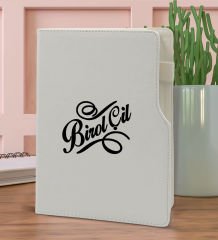 BK Gift Kişiye Özel İsimli Beyaz Termo Deri Not Defteri 15x21cm-5