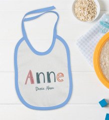 BK Kids Kişiye Özel Mavi Bebek Mama Önlüğü - Model 60