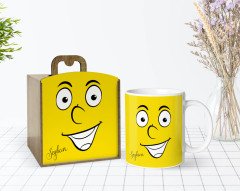 Kişiye Özel Ahşap Kutuda Face Tasarımlı Beyaz Kupa Bardak-1