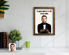 Kişiye Özel Godfather Baba Karikatürlü Doğal Masif Ahşap Çerçeveli Tablo-9