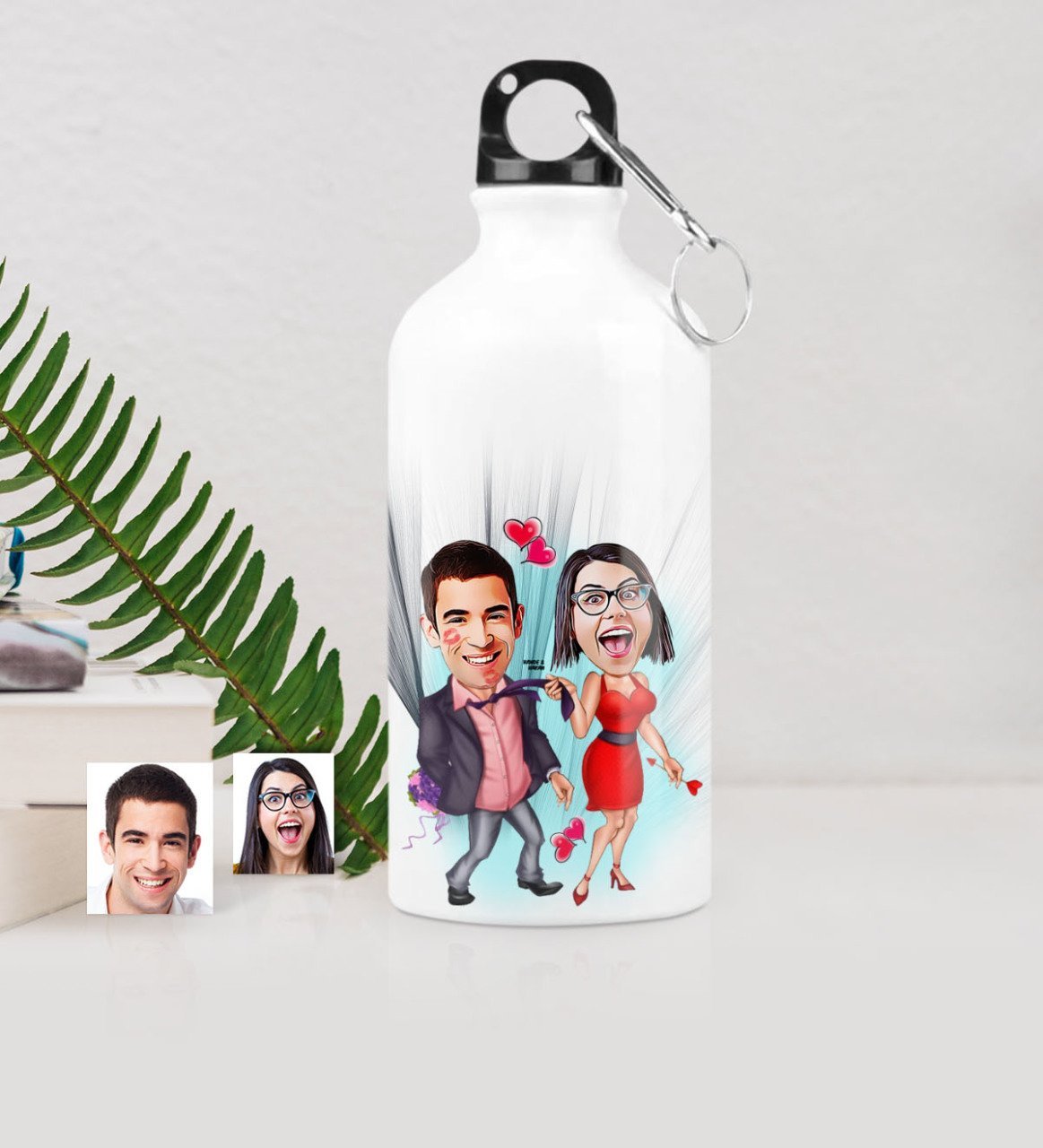 Kişiye Özel Sevgili Çift Karikatürlü Metal Suluk (500 ml.) 4