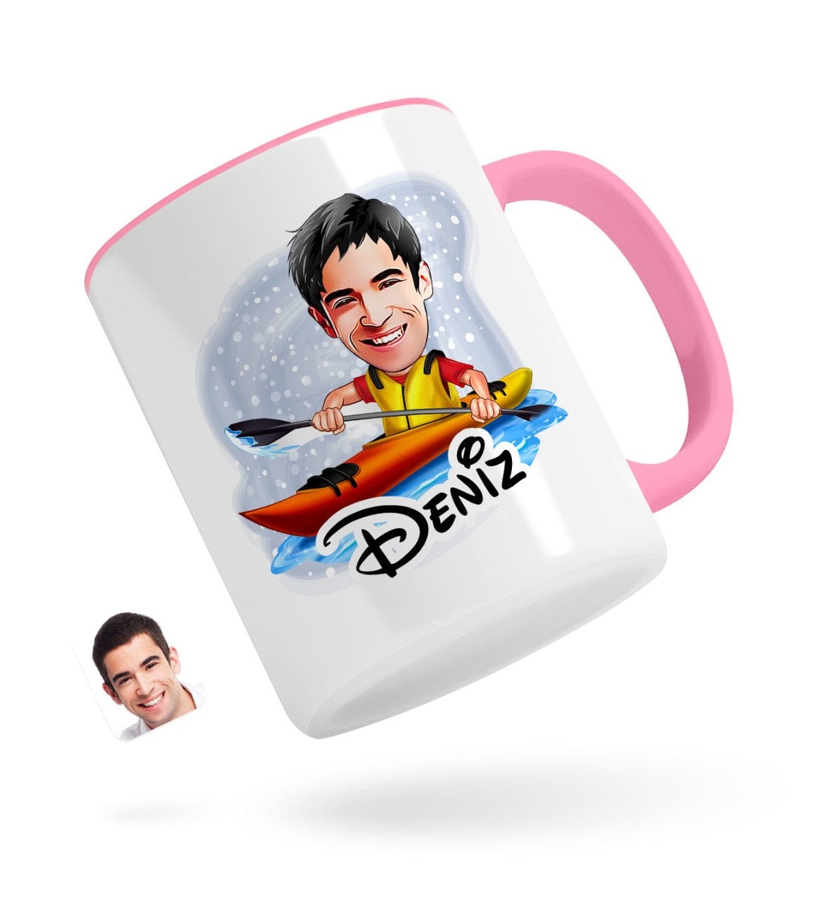 Kişiye Özel Erkek Kanocu Karikatürlü Pembe Kupa Bardak-1