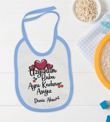 BK Kids Kişiye Özel Mavi Bebek Mama Önlüğü - Model 64