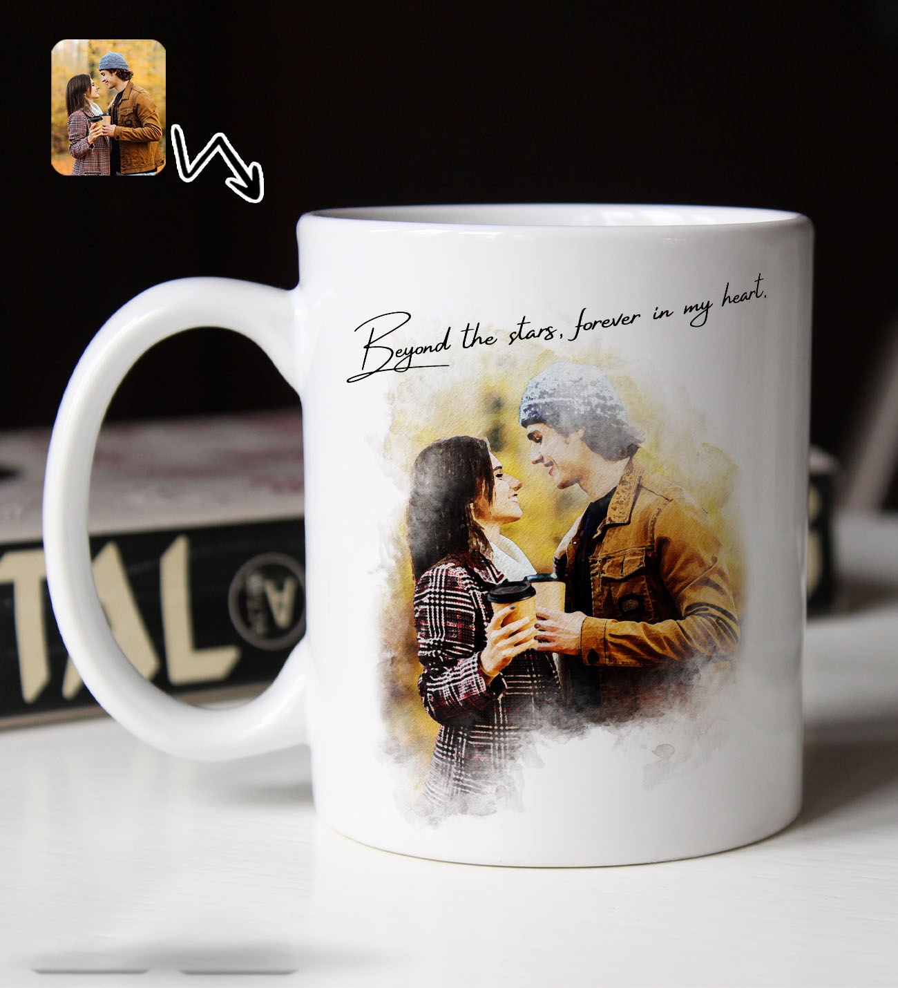 BK Gift Kişiye Özel Sulu Boya Tasarımlı Beyaz Kupa Bardak-1, Arkadaşa Hediye, Sevgiliye Hediye