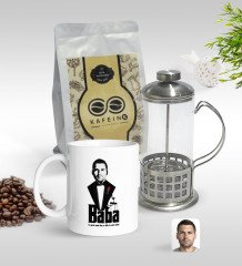 Kişiye Özel Godfather Baba Silüet Tasarımlı Kupa & French Press & 250gr Filtre Kahve Hediye Seti-3