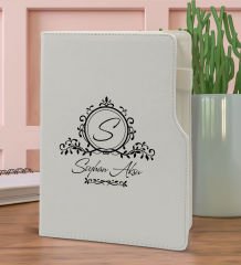 BK Gift Kişiye Özel İsimli Beyaz Termo Deri Not Defteri 15x21cm-11