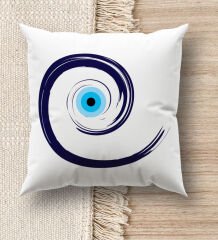 BK Gift Nazar Tasarımlı Beyaz Kırlent Yastık, Ev Hediyesi, Ev Dekorasyonu, Dekoratif Hediye-4