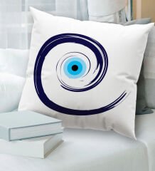 BK Gift Nazar Tasarımlı Beyaz Kırlent Yastık, Ev Hediyesi, Ev Dekorasyonu, Dekoratif Hediye-4