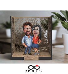 BK Gift Kişiye Özel 3D Ahşap Karikatürlü Çift/Sevgili Bahçe Biblosu, Sevgililer Günü Hediyesi, Doğum Günü Hediyesi, Yıl Dönümü Hediyesi