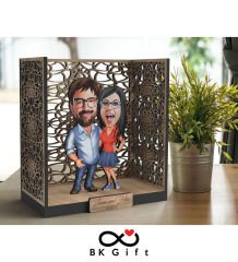 BK Gift Kişiye Özel 3D Ahşap Karikatürlü Çift/Sevgili Bahçe Biblosu, Sevgililer Günü Hediyesi, Doğum Günü Hediyesi, Yıl Dönümü Hediyesi
