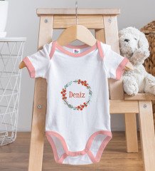 BK Kids Kişiye Özel Harfli İsimli Pembe Bebek Body Zıbın ve Mama Önlüğü Hediye Seti-4