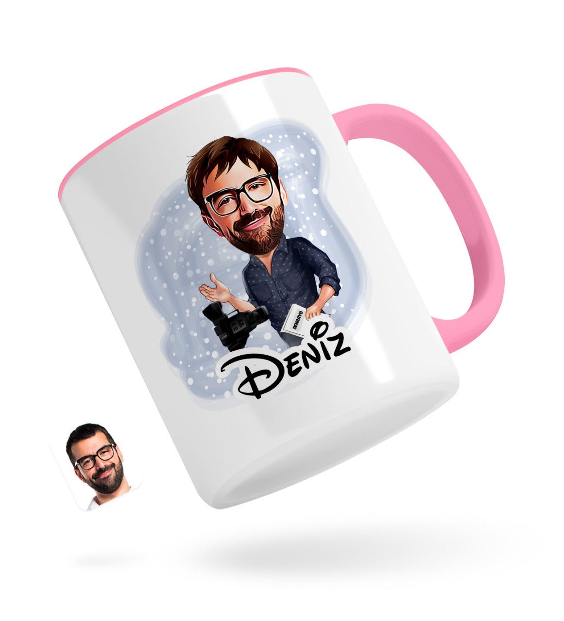 Kişiye Özel Erkek Yönetmen Karikatürlü Pembe Kupa Bardak-1