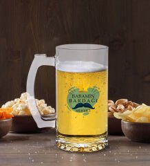BK Gift Kişiye Özel İsimli Babalar Günü Tasarımlı Buzlu Cam Bira Bardağı 50cl-2 , Babaya Hediye , Babalar Günü Hediyesi