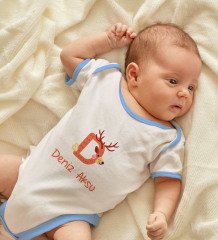 BK Kids Kişiye Özel Mavi Bebek Body Zıbın - Model 110