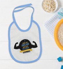 BK Kids Kişiye Özel Mavi Bebek Mama Önlüğü - Model 68