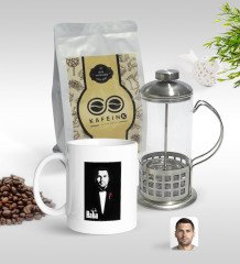 Kişiye Özel Godfather Baba Silüet Tasarımlı Kupa & French Press & 250gr Filtre Kahve Hediye Seti-8