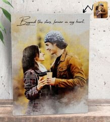 BK Gift Kişiye Özel Sulu Boya Tasarımlı Kanvas Tablo-1 (15x20), Sevgiliye Hediye, Sevgililer Günü Hediyesi