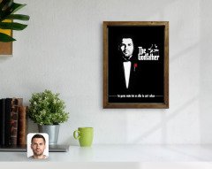 Kişiye Özel Godfather Baba Tasarımlı Doğal Masif Ahşap Çerçeveli Tablo 45x65cm-3