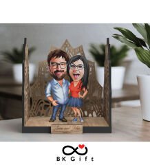 BK Gift Kişiye Özel 3D Ahşap Karikatürlü Çift/Sevgili Bahçe Biblosu, Sevgililer Günü Hediyesi, Doğum Günü Hediyesi, Yıl Dönümü Hediyesi-3
