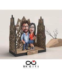 BK Gift Kişiye Özel 3D Ahşap Karikatürlü Çift/Sevgili Bahçe Biblosu, Sevgililer Günü Hediyesi, Doğum Günü Hediyesi, Yıl Dönümü Hediyesi-3