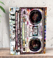 BK Gift Retro Boombox Tasarımlı Dekoratif Mini Kanvas Tablo 15x20cm-1