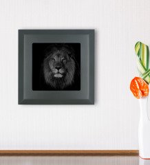 BK Gift Aslan Tasarımlı Ahşap Çerçeveli Taş Duvar Dekoru-1