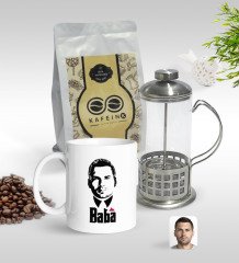 Kişiye Özel Godfather Baba Silüet Tasarımlı Kupa & French Press & 250gr Filtre Kahve Hediye Seti-13