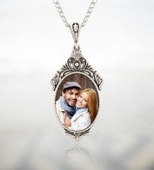 Kişiye Özel Fotoğraflı Gümüş Kolye (Model 2)