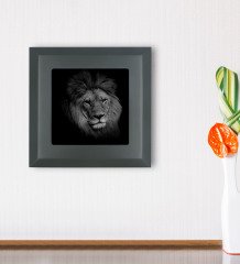 BK Gift Aslan Tasarımlı Ahşap Çerçeveli Taş Duvar Dekoru-2